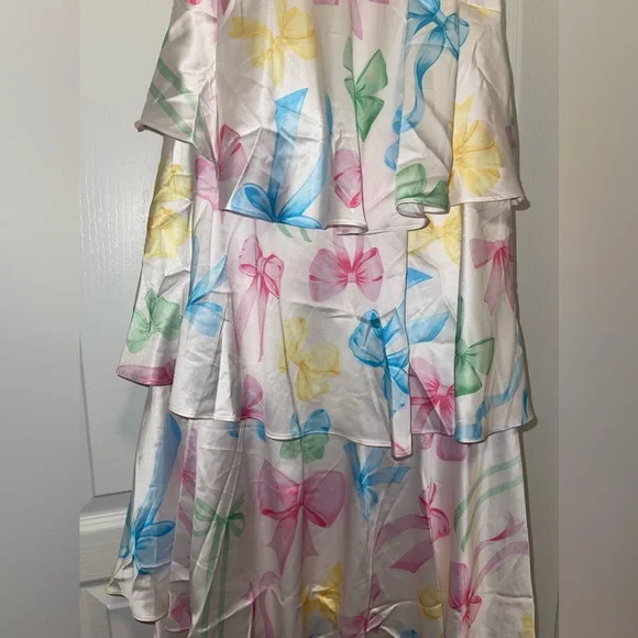 Ruffle Multicolored Bow Midi/Maxi Dress with Straps, Fly Boutique, Baby Shower - Picture 3 of 4